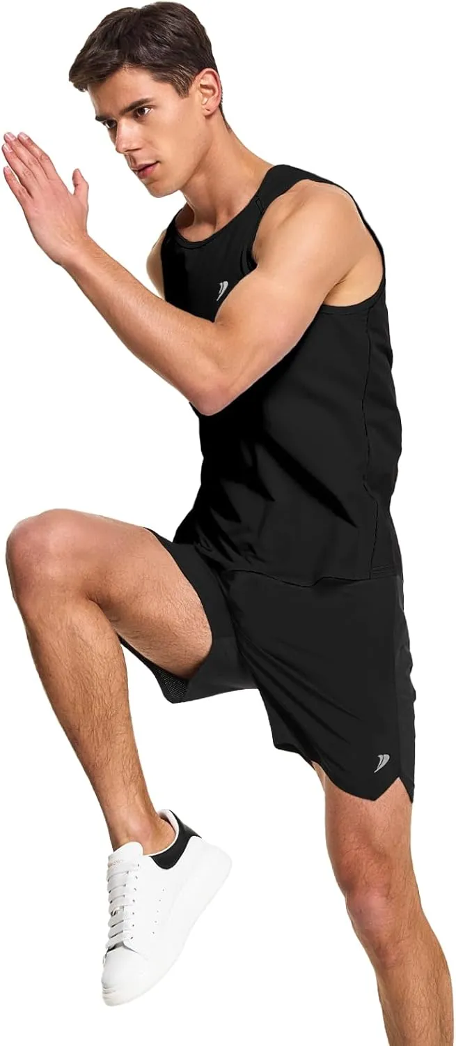 DEMOZU Men's Running Swim Tank Top Sleeveless Workout Gym Athletic Muscle Shirts Big and Tall