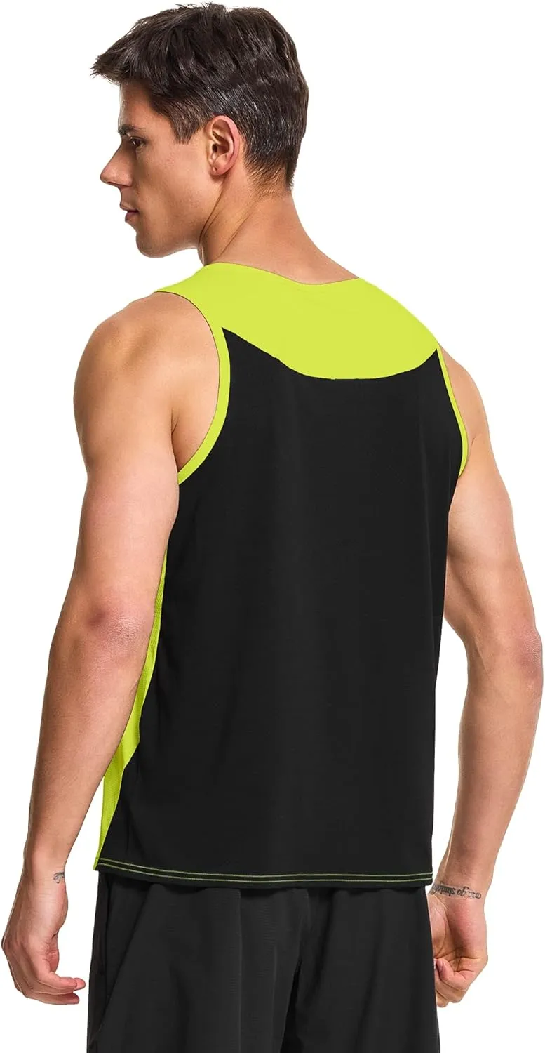 DEMOZU Men's Running Swim Tank Top Sleeveless Workout Gym Athletic Muscle Shirts Big and Tall