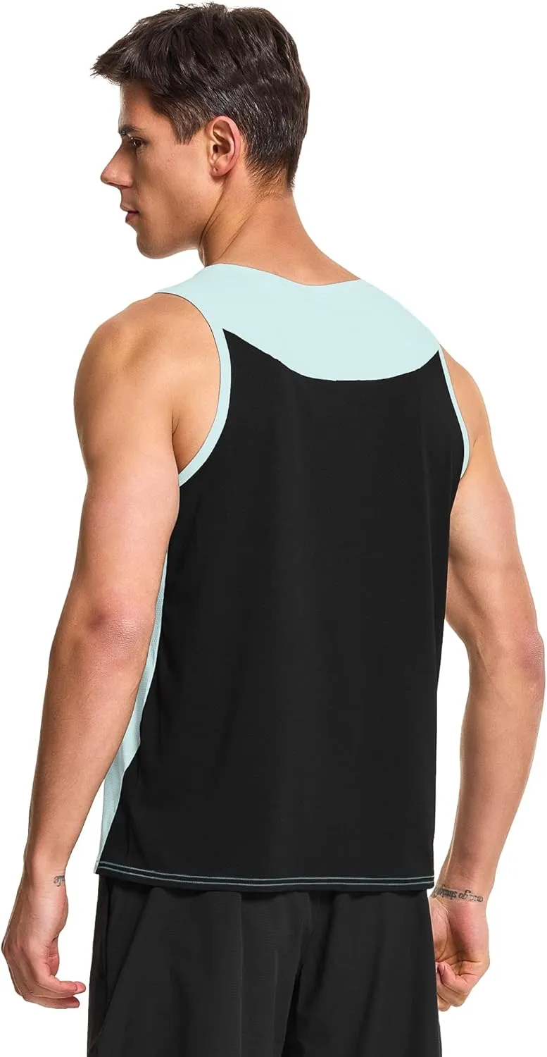 DEMOZU Men's Running Swim Tank Top Sleeveless Workout Gym Athletic Muscle Shirts Big and Tall
