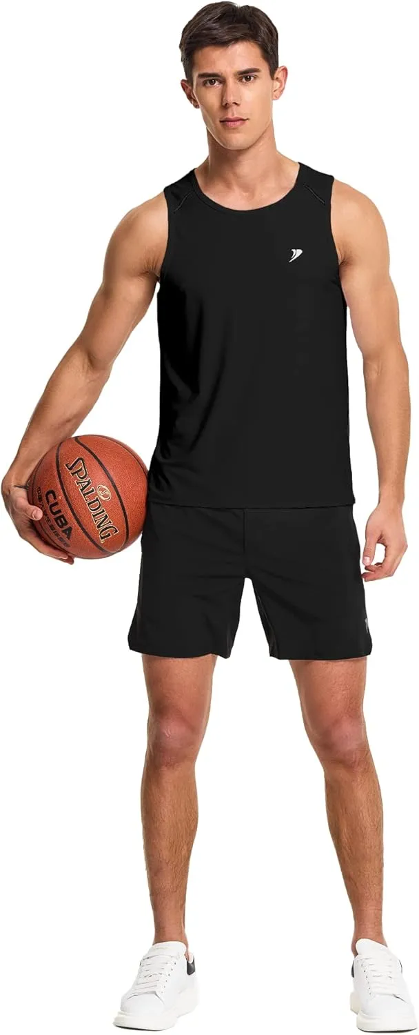 DEMOZU Men's Running Swim Tank Top Sleeveless Workout Gym Athletic Muscle Shirts Big and Tall