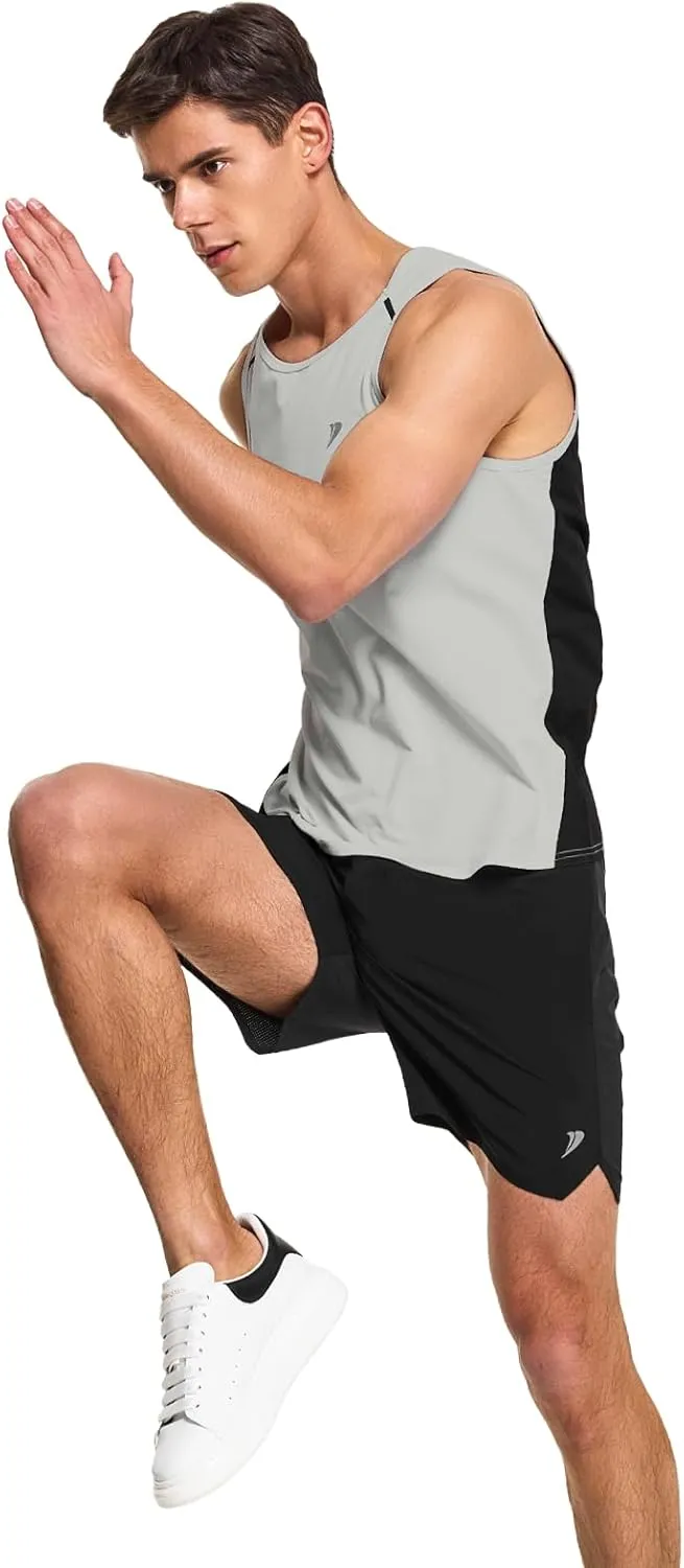 DEMOZU Men's Running Swim Tank Top Sleeveless Workout Gym Athletic Muscle Shirts Big and Tall