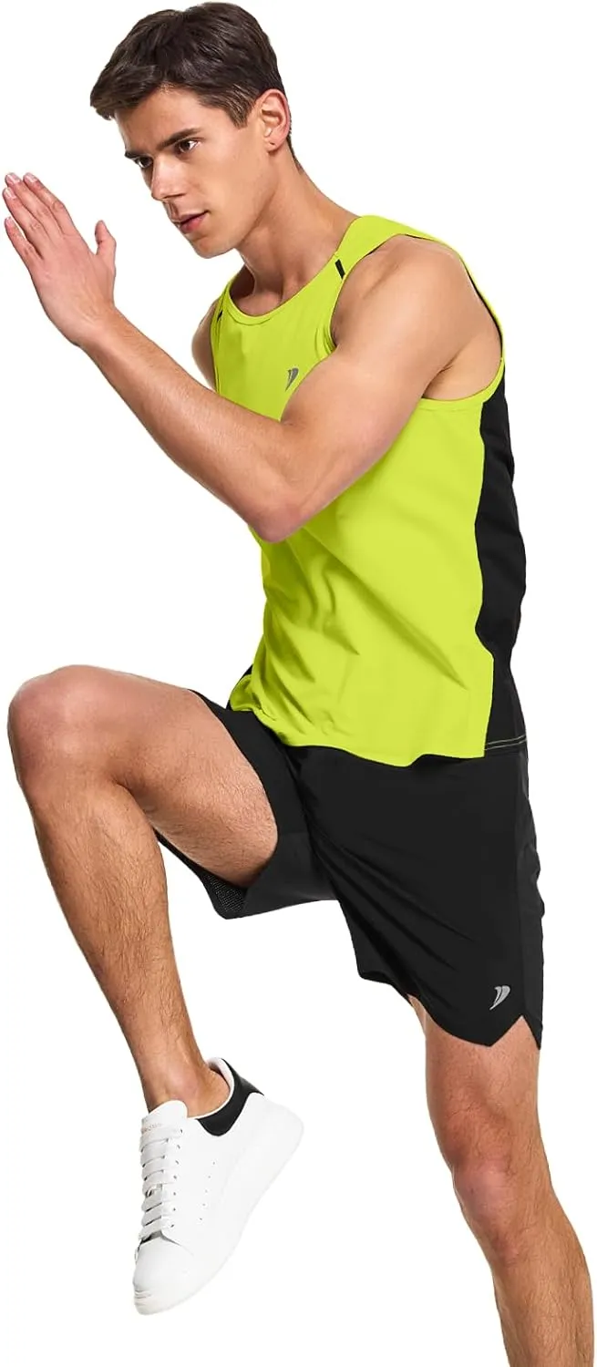 DEMOZU Men's Running Swim Tank Top Sleeveless Workout Gym Athletic Muscle Shirts Big and Tall
