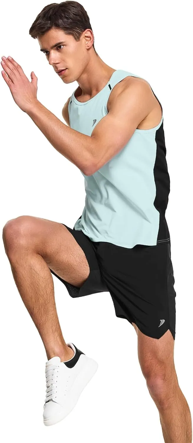 DEMOZU Men's Running Swim Tank Top Sleeveless Workout Gym Athletic Muscle Shirts Big and Tall