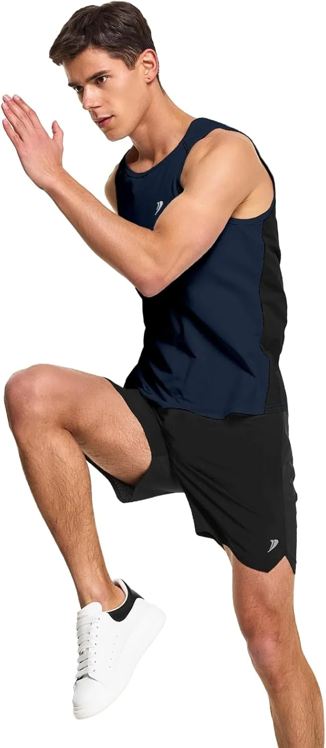 DEMOZU Men's Running Swim Tank Top Sleeveless Workout Gym Athletic Muscle Shirts Big and Tall
