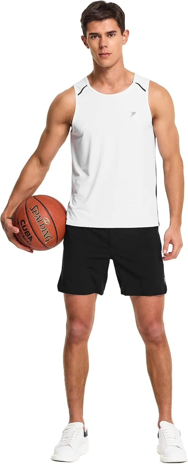 DEMOZU Men's Running Swim Tank Top Sleeveless Workout Gym Athletic Muscle Shirts Big and Tall
