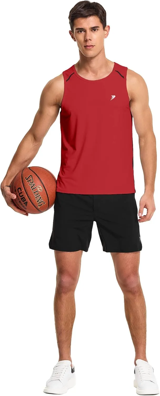 DEMOZU Men's Running Swim Tank Top Sleeveless Workout Gym Athletic Muscle Shirts Big and Tall