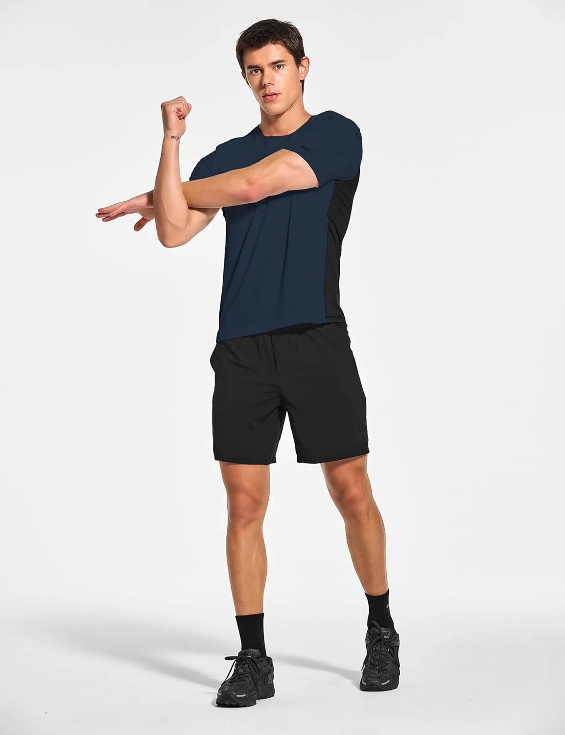 DEMOZU Men's Short Sleeve Running Workout Shirts Quick Dry Athletic Gym Tennis Swim Tee Shirts Big and Tall
