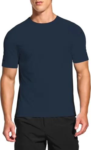 DEMOZU Men's Short Sleeve Running Workout Shirts Quick Dry Athletic Gym Tennis Swim Tee Shirts Big and Tall