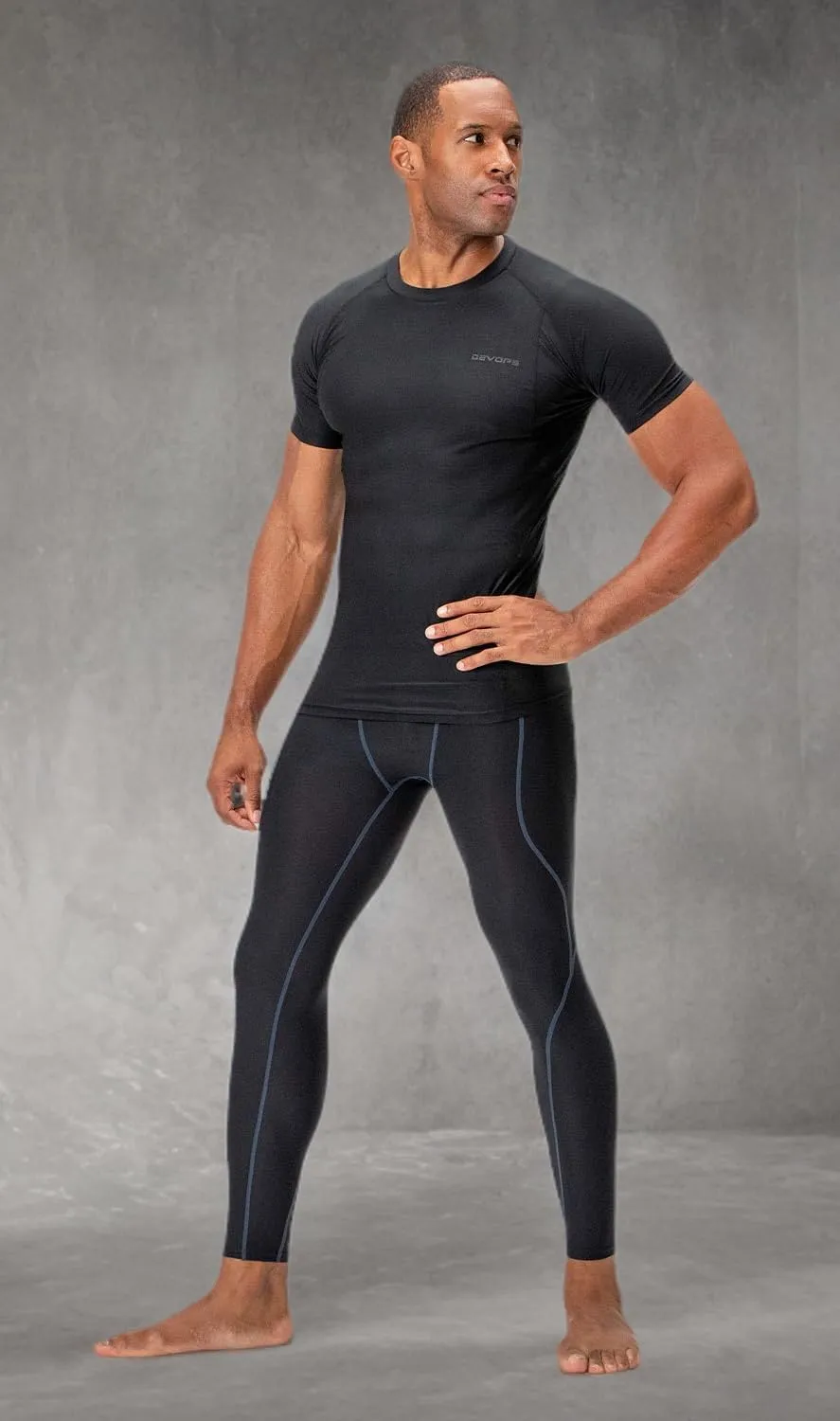 DEVOPS 3 Pack Men's Cool Dry Short Sleeve Compression Shirts, Sports Baselayer T-Shirts Tops, Athletic Workout Shirt