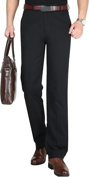 DGHM-JLMY Men's Slim-Fit Casual Stretch Chino Pants Cotton Straight Business Leisure Pants Flat Front Flex Waist Pant