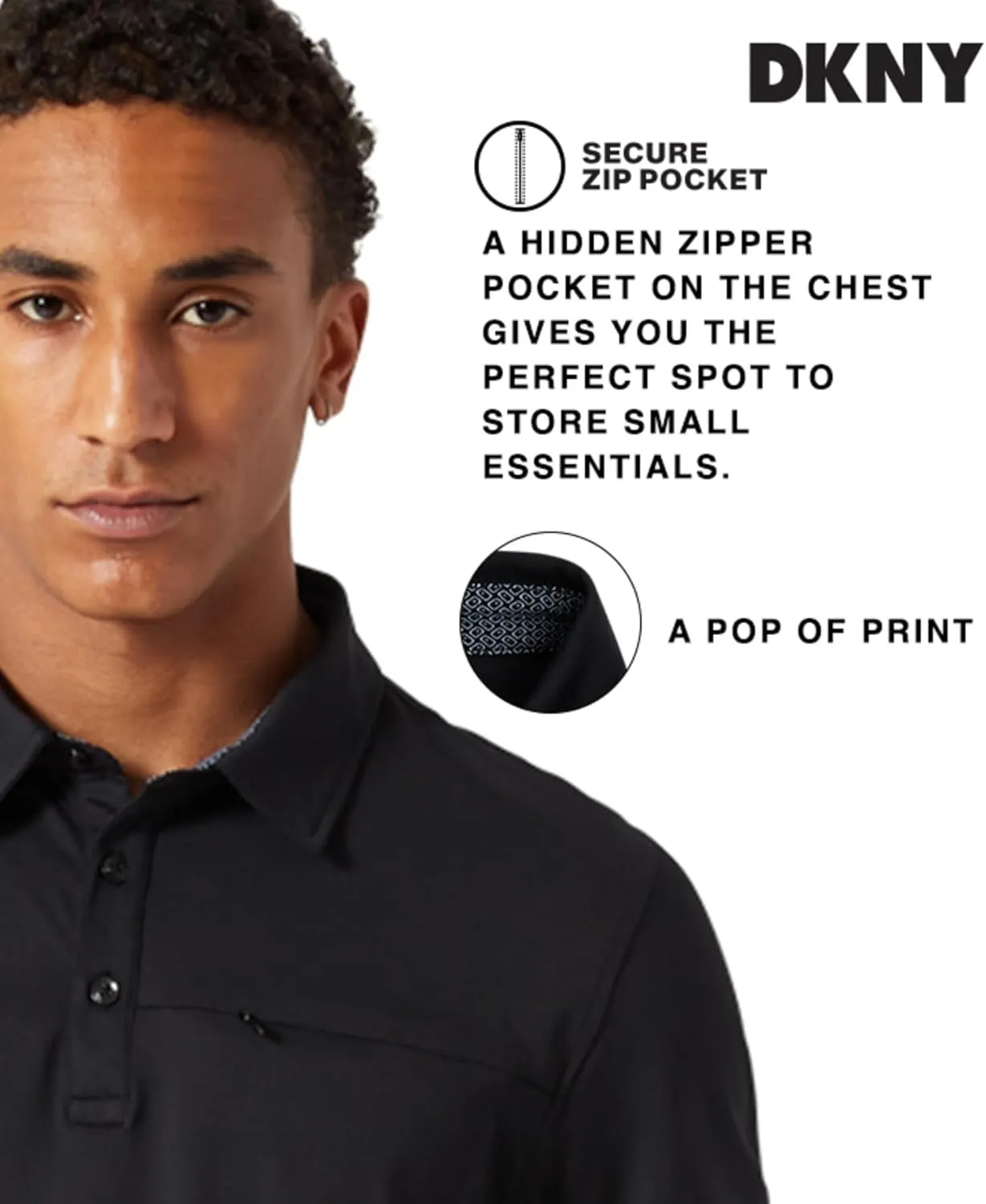 DKNY Mens Polo Shirts - Short Sleeve Quick Dri Fit Golf Polo Shirts for Mens | Performance Men's Polo Shirts with Pocket