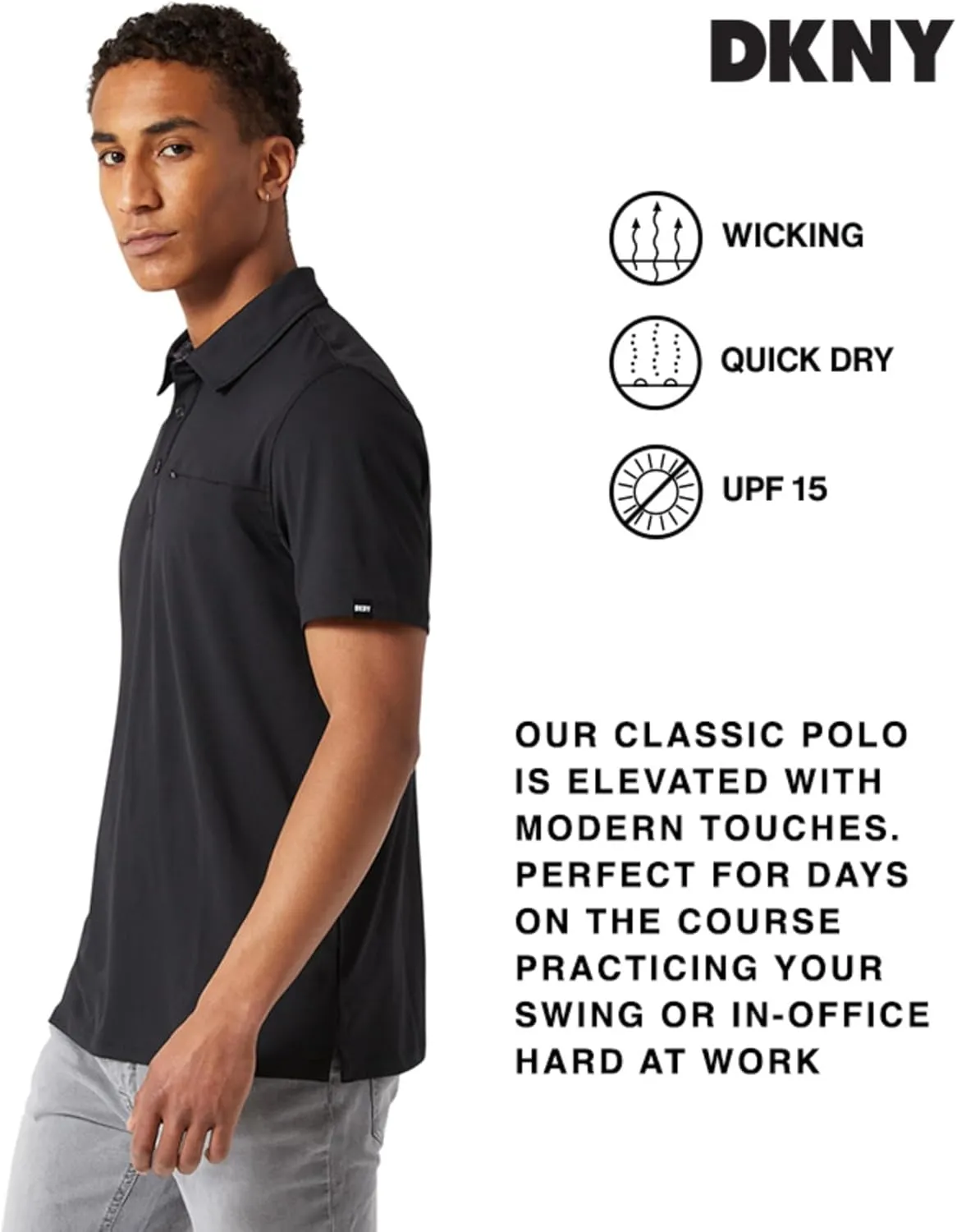 DKNY Mens Polo Shirts - Short Sleeve Quick Dri Fit Golf Polo Shirts for Mens | Performance Men's Polo Shirts with Pocket