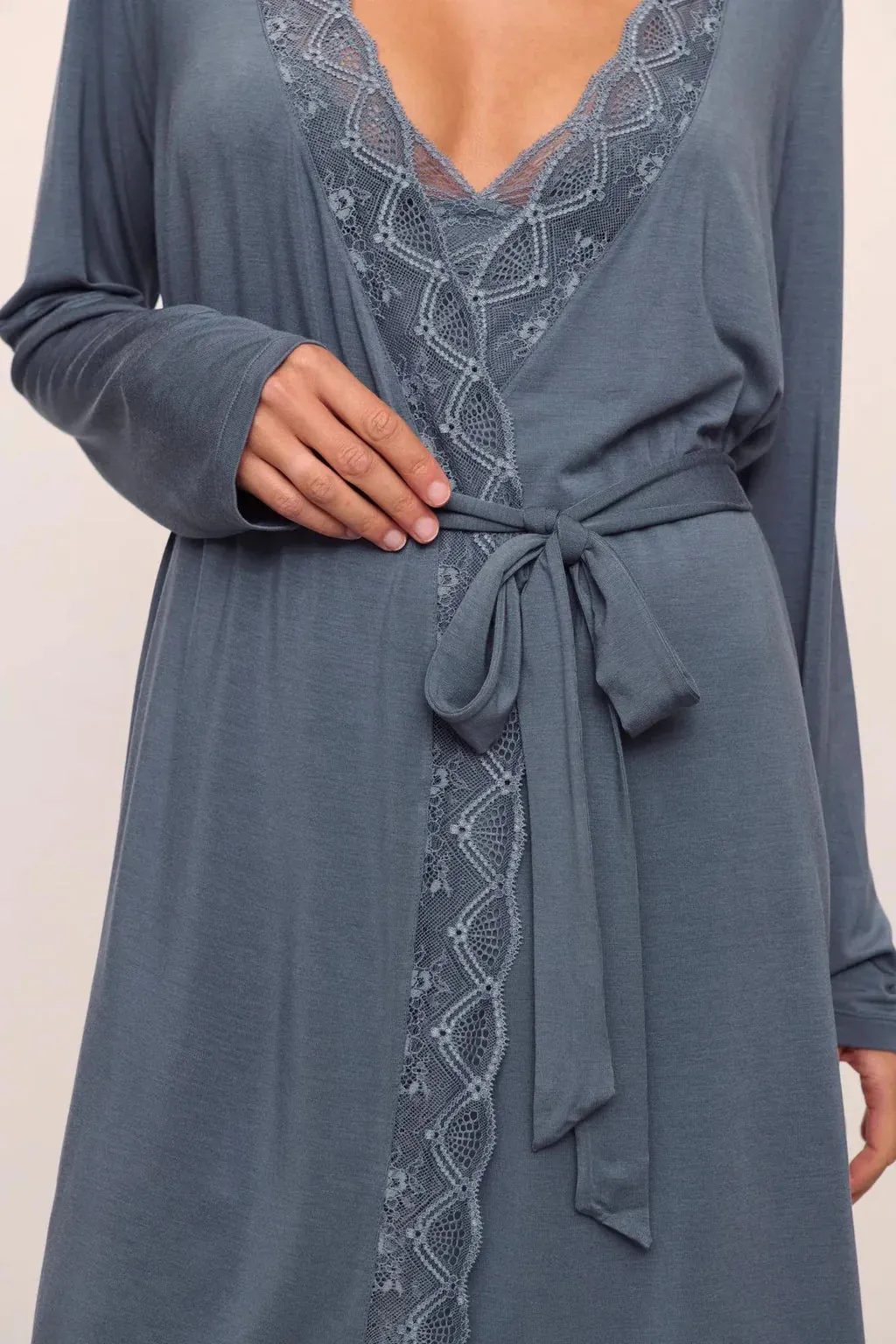 EBERJEY~ Georgina tencel modal robe w lace trim