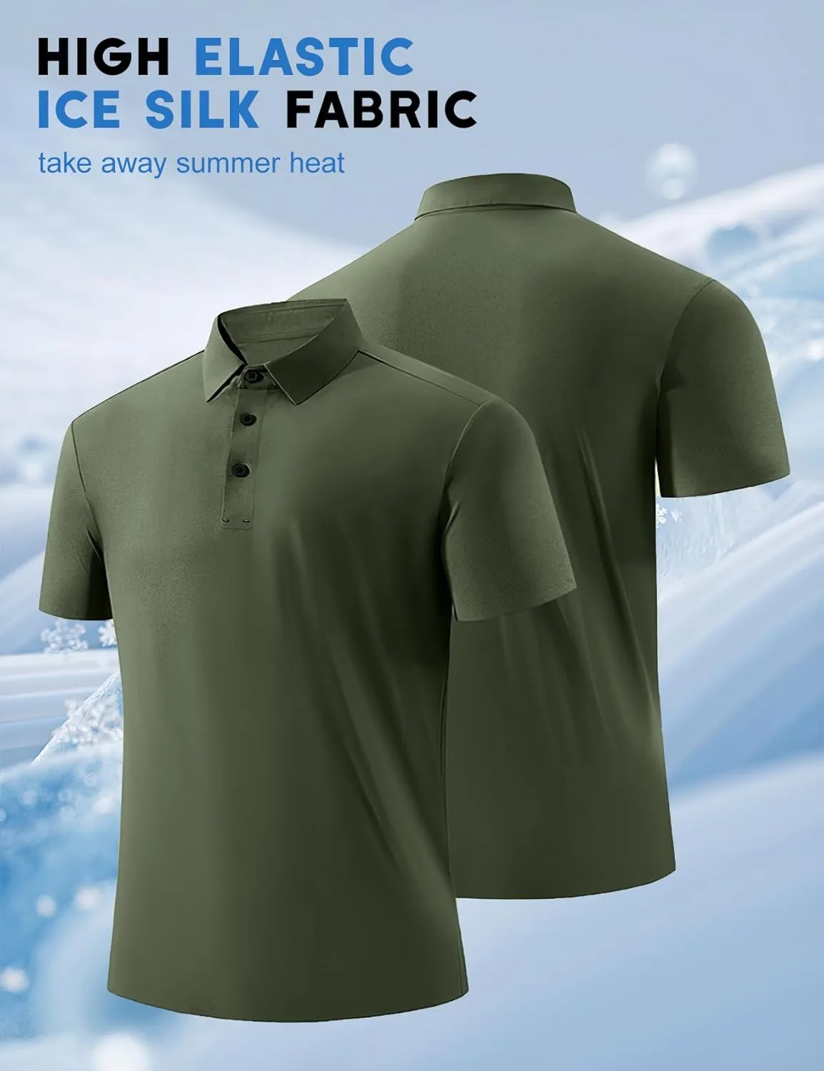 Eisctnd Men's Work Polo Shirts, Tactical Quick Dry Short Sleeve Collared Golf Shirts Moisture Wicking for Business Casual