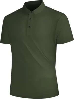 Eisctnd Men's Work Polo Shirts, Tactical Quick Dry Short Sleeve Collared Golf Shirts Moisture Wicking for Business Casual