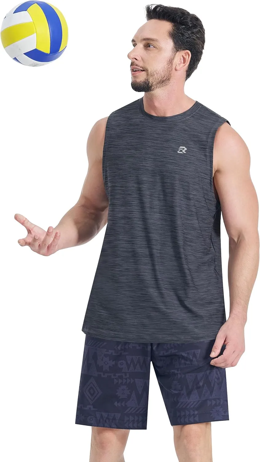 EZRUN Men's Tank Tops Quick Dry Workout Muscle Sleeveless Shirts Summer Gym Athletic Shirt for Swim Beach Running