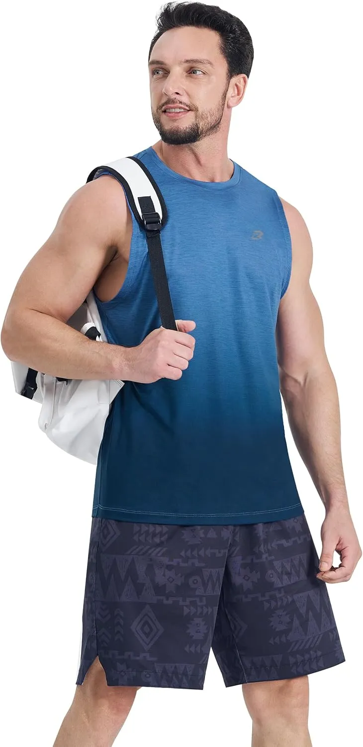 EZRUN Men's Tank Tops Quick Dry Workout Muscle Sleeveless Shirts Summer Gym Athletic Shirt for Swim Beach Running