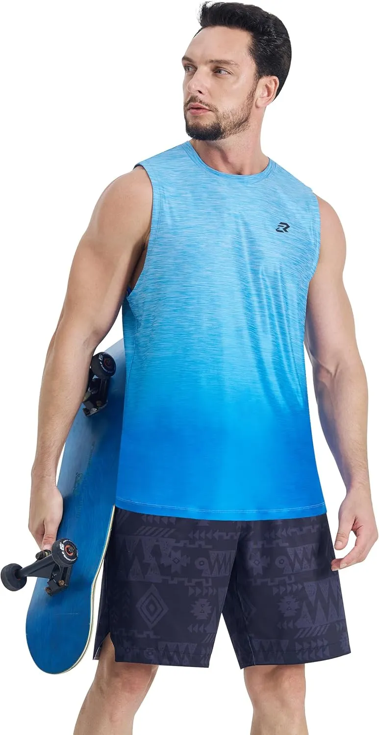 EZRUN Men's Tank Tops Quick Dry Workout Muscle Sleeveless Shirts Summer Gym Athletic Shirt for Swim Beach Running