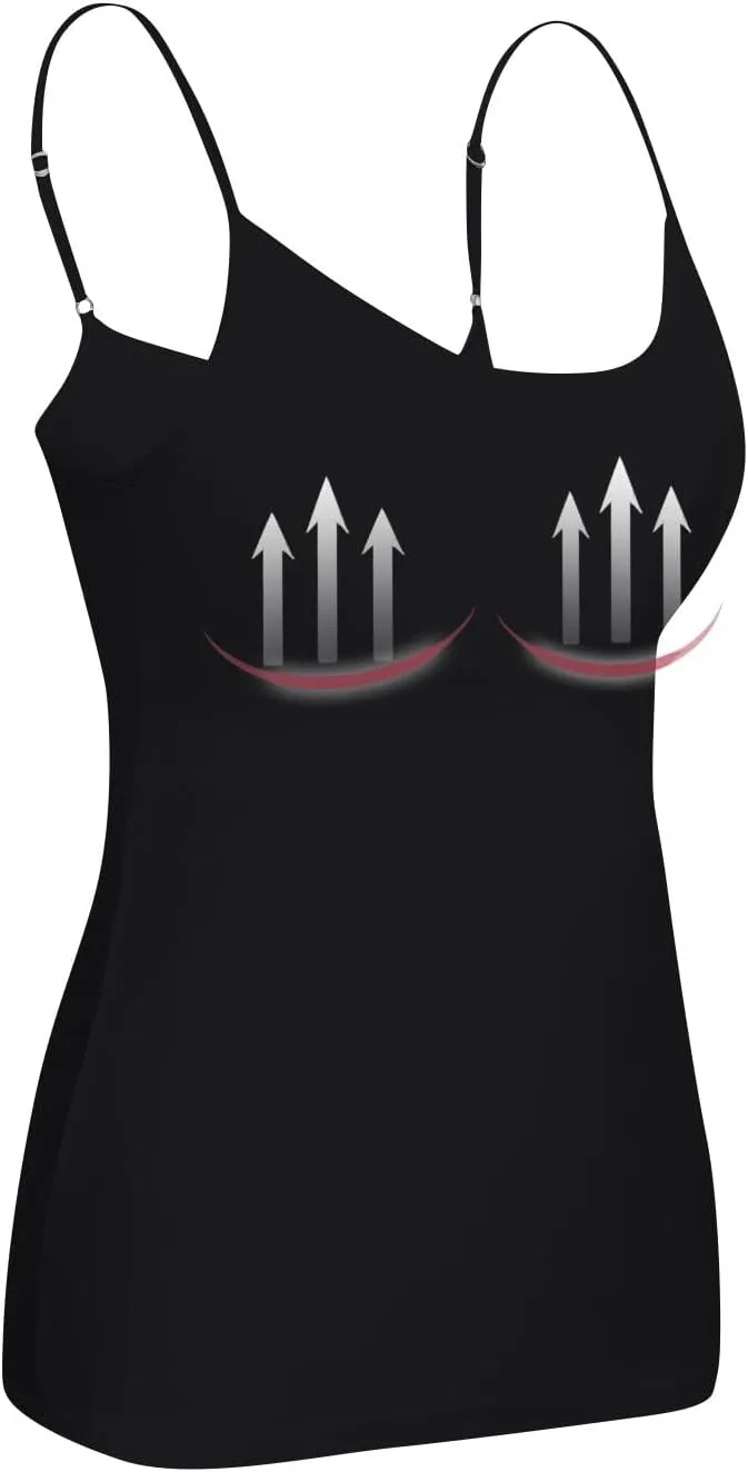 FQZWONG Womens Tank Tops with Built in Bra Adjustable Spaghetti Strap Camisole Plus Size Sleeveless Layer Padded Undershirts