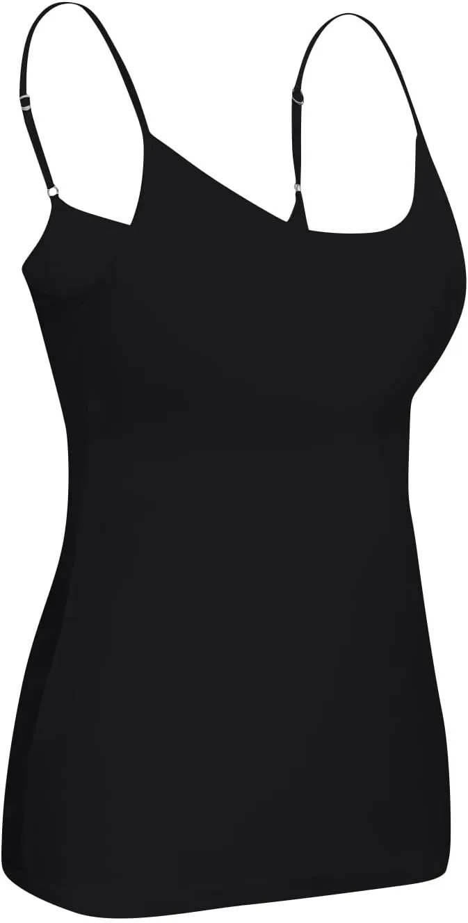 FQZWONG Womens Tank Tops with Built in Bra Adjustable Spaghetti Strap Camisole Plus Size Sleeveless Layer Padded Undershirts
