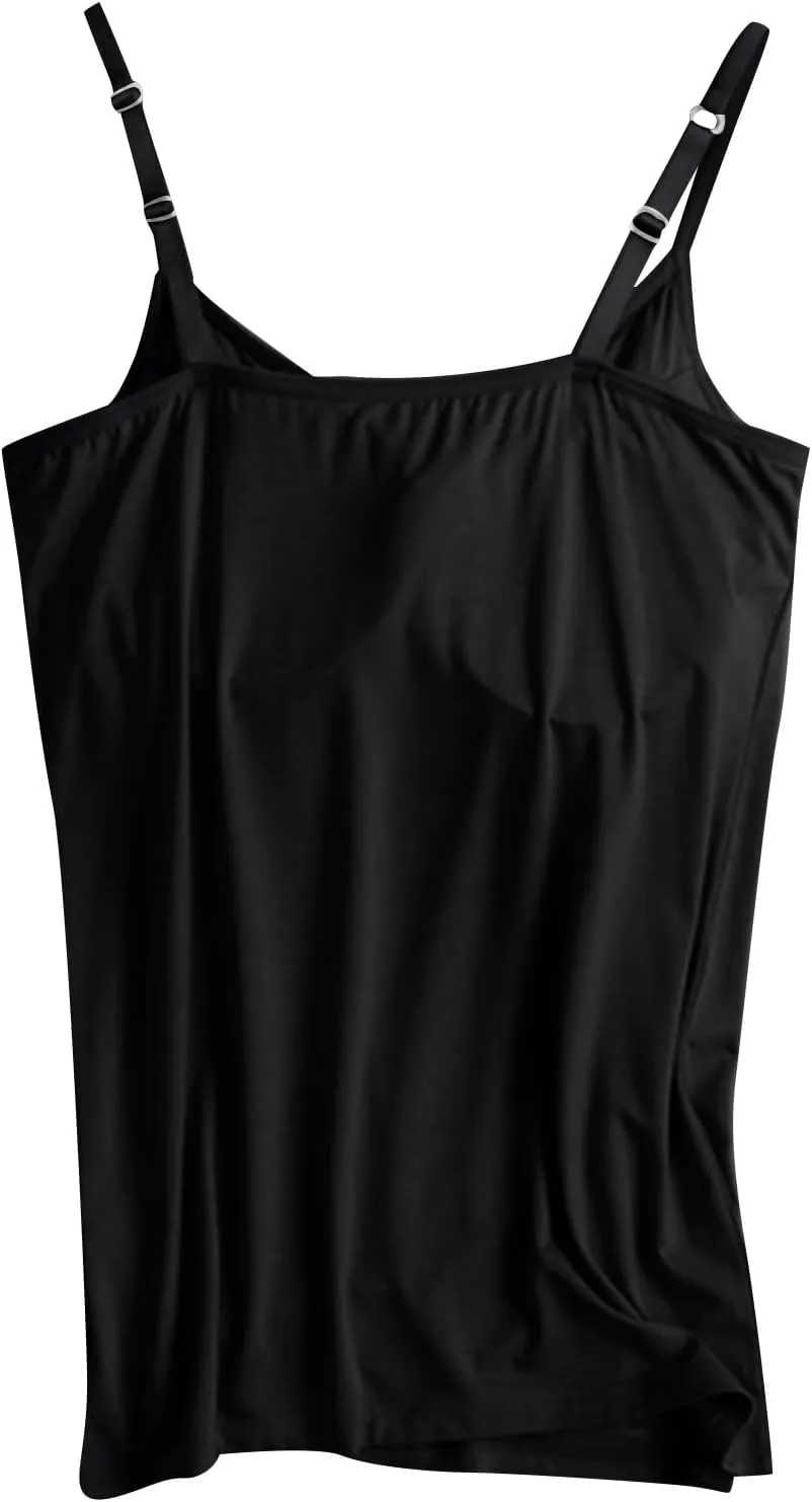 FQZWONG Womens Tank Tops with Built in Bra Adjustable Spaghetti Strap Camisole Plus Size Sleeveless Layer Padded Undershirts