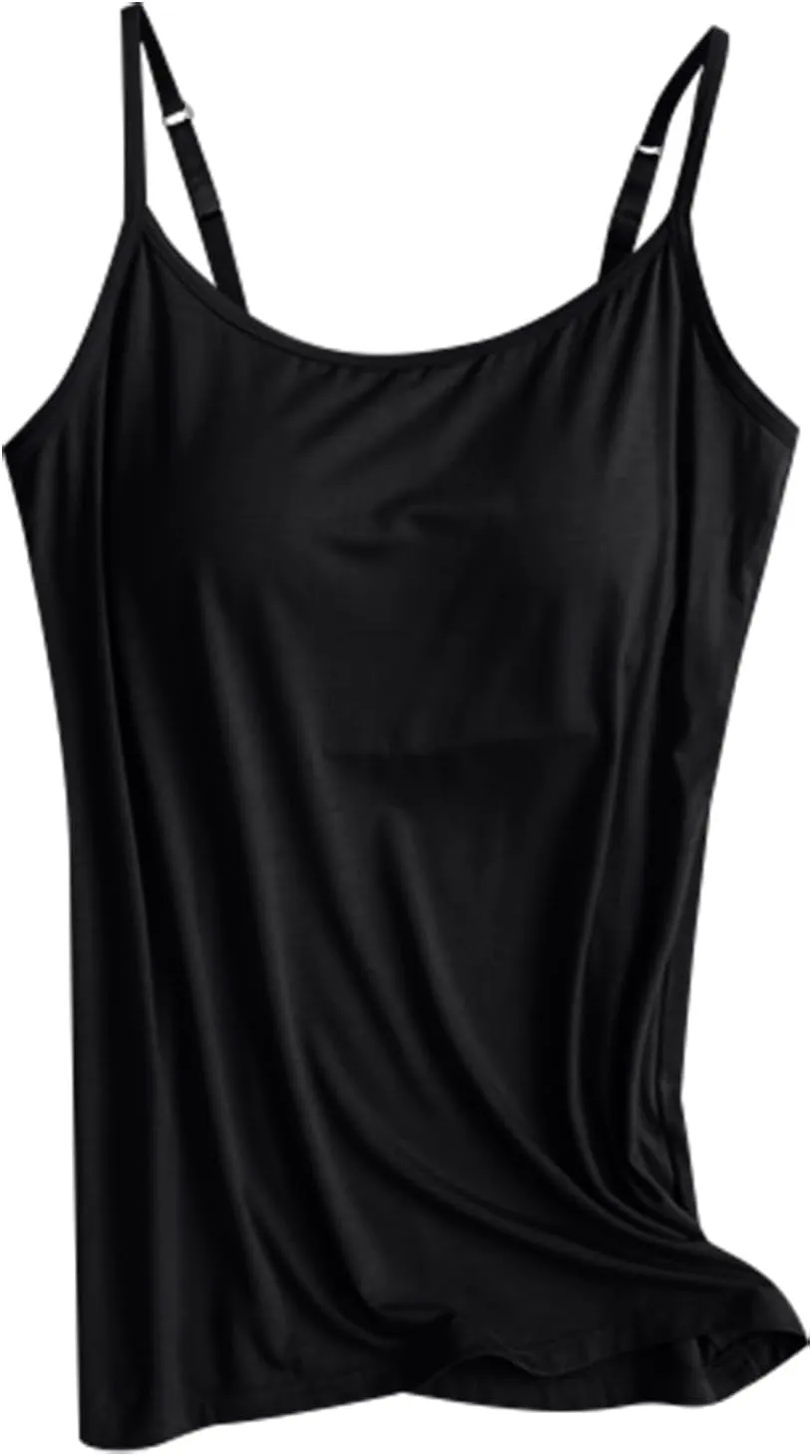 FQZWONG Womens Tank Tops with Built in Bra Adjustable Spaghetti Strap Camisole Plus Size Sleeveless Layer Padded Undershirts