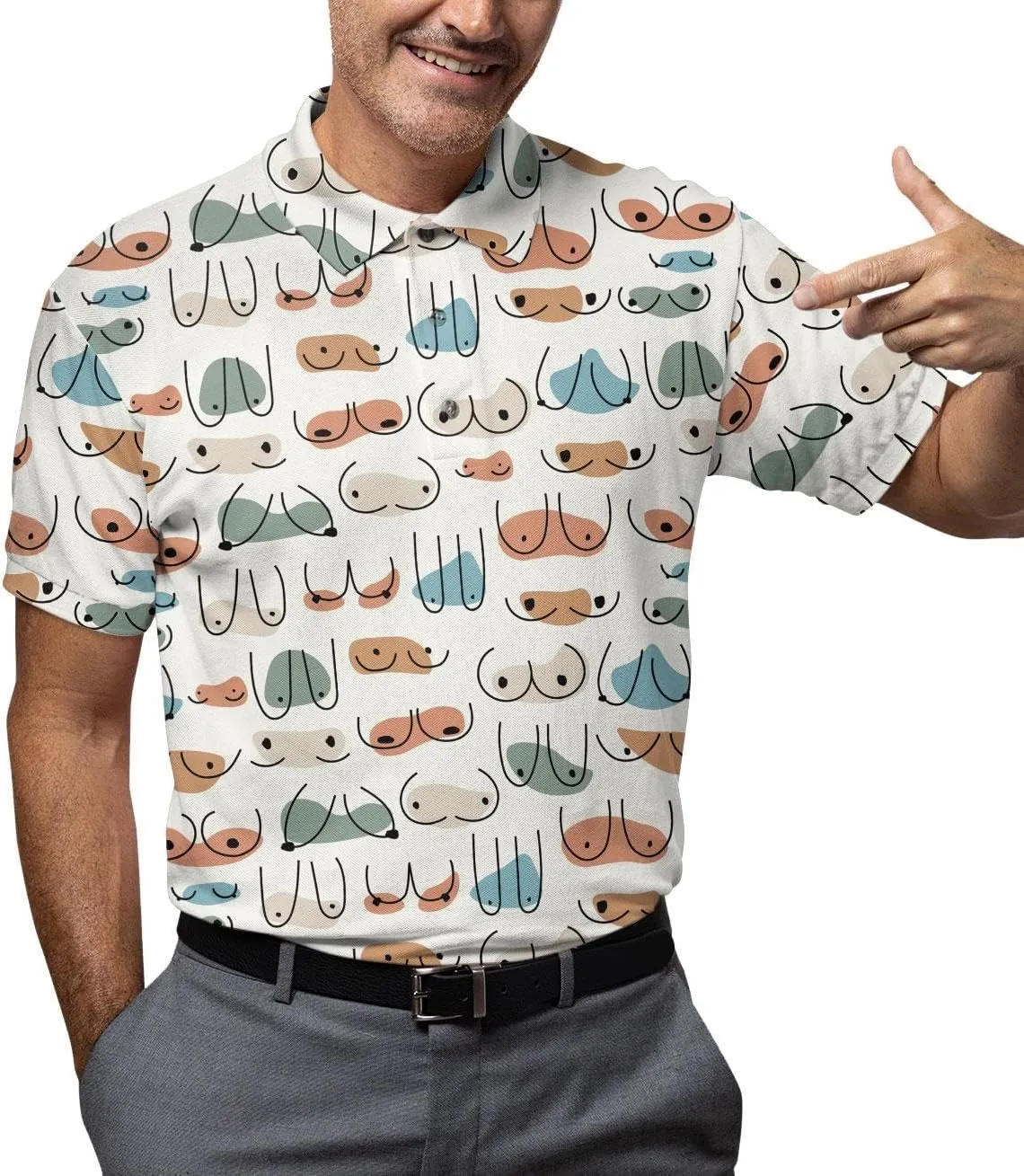 Funny Golf Shirts Skull Hawaiian Polo Shirts for Men, Crazy Golf Shirts for Men Golf Gifts Hawaiian Skull Golf Shirts