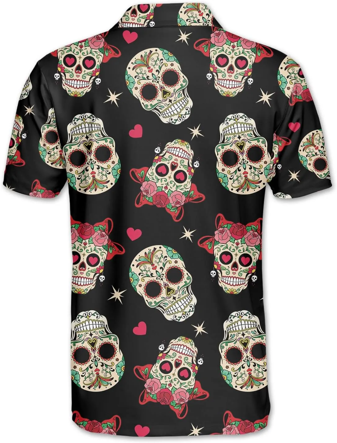 Funny Golf Shirts Skull Hawaiian Polo Shirts for Men, Crazy Golf Shirts for Men Golf Gifts Hawaiian Skull Golf Shirts