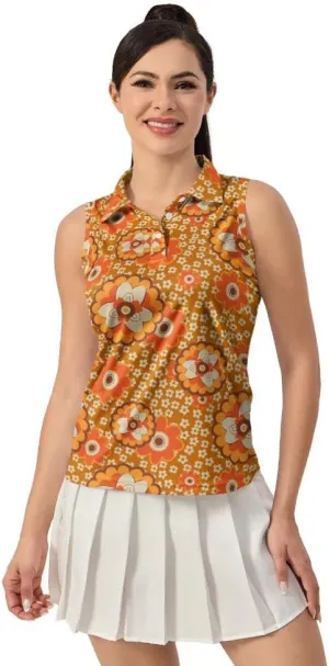 Funny Sleeveless Golf Polo for Women Sleeveless Quick Dry Polo Shirts Ladies Golf Shirts Golf Outfits for Women