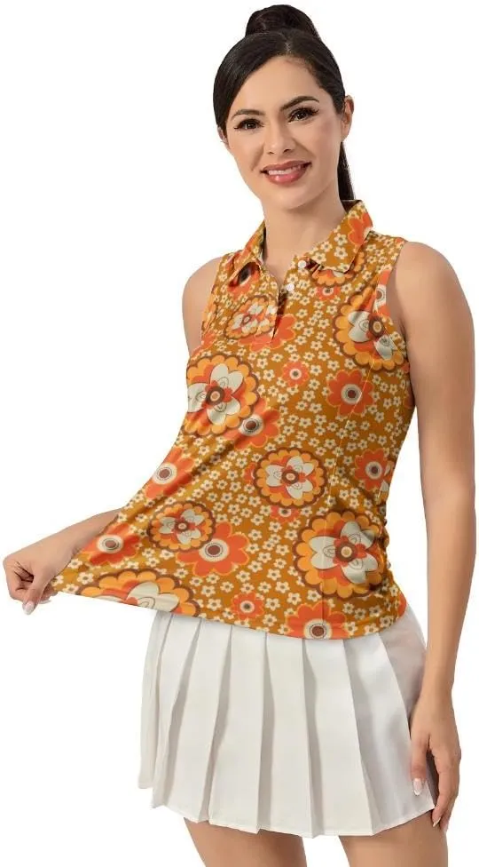 Funny Sleeveless Golf Polo for Women Sleeveless Quick Dry Polo Shirts Ladies Golf Shirts Golf Outfits for Women