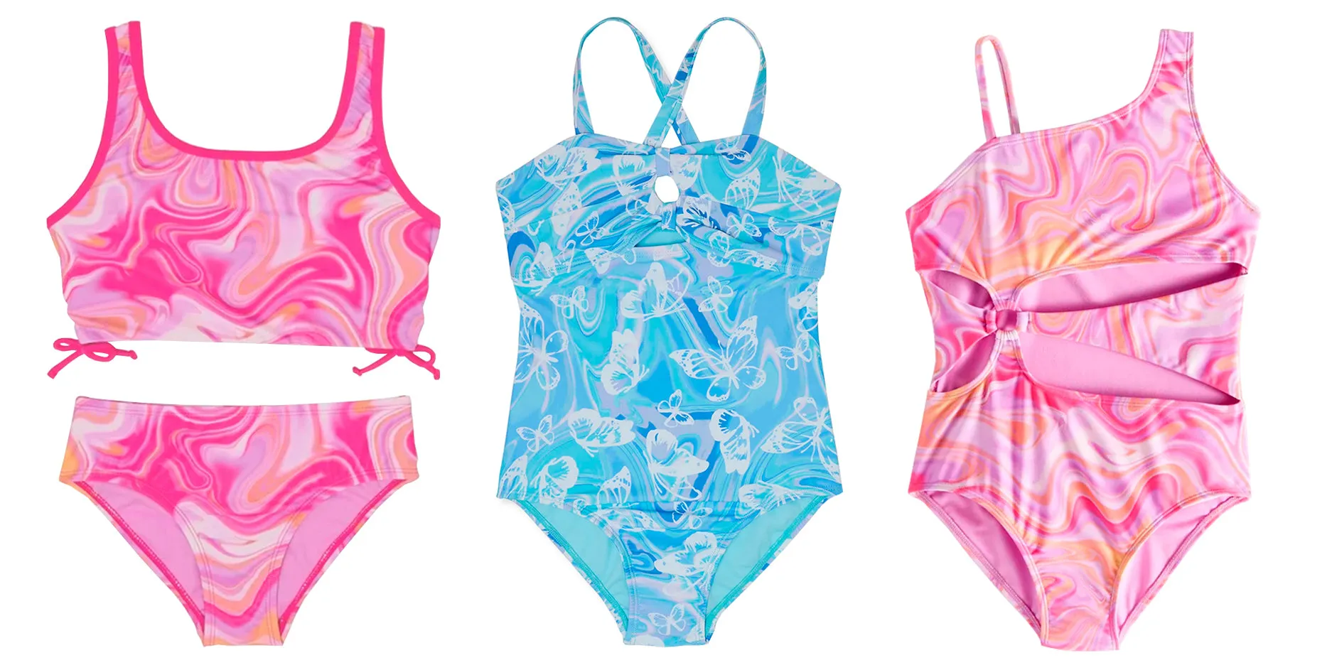 G-BWR8 - Wholesale Girl's Printed Midkini & One-Piece Swimsuits
