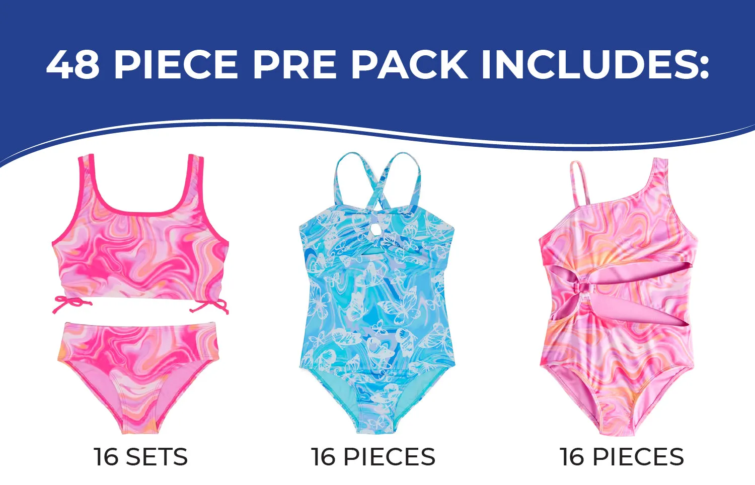 G-BWR8 - Wholesale Girl's Printed Midkini & One-Piece Swimsuits