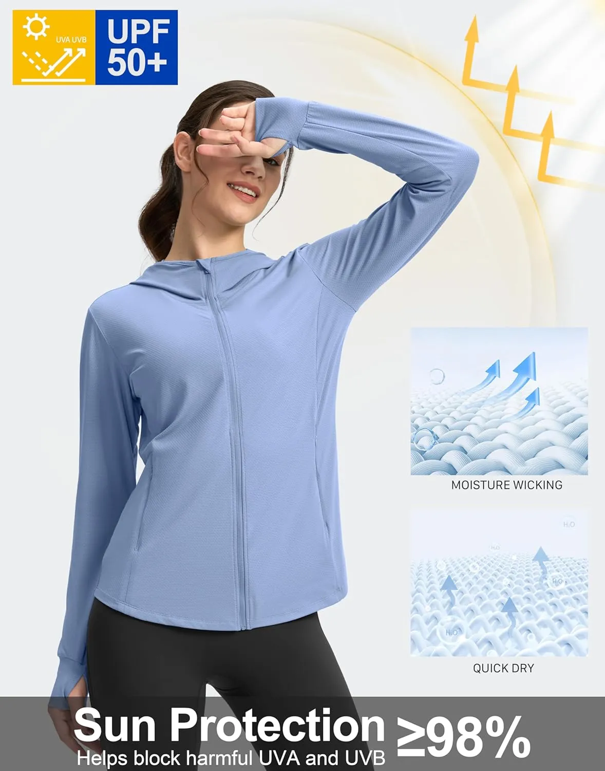 G Gradual Women's Sun Protection Jacket UPF 50  Lightweight Long Sleeve UV Shirt Summer Hoodie for Women Hiking