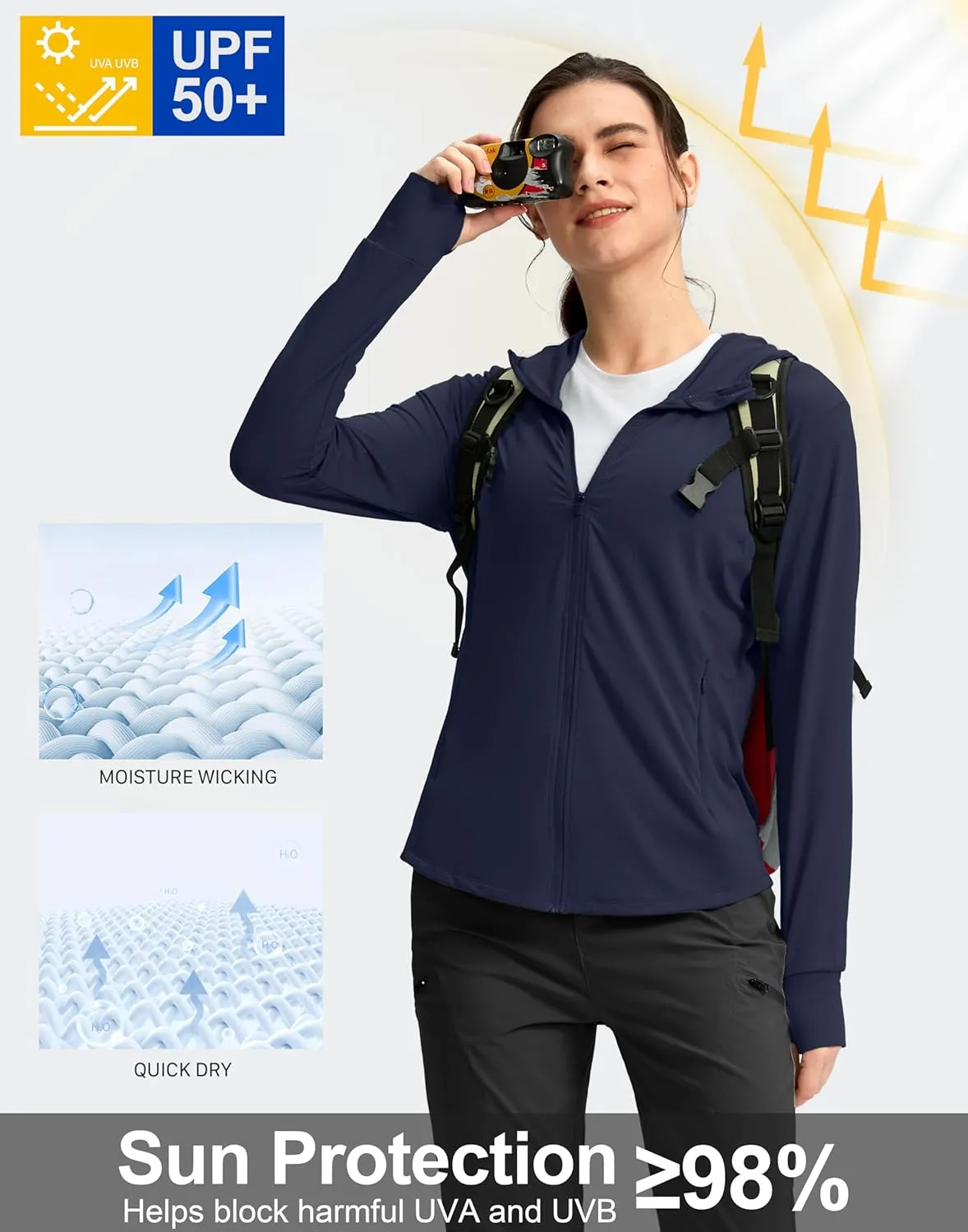 G Gradual Women's Sun Protection Jacket UPF 50  Lightweight Long Sleeve UV Shirt Summer Hoodie for Women Hiking
