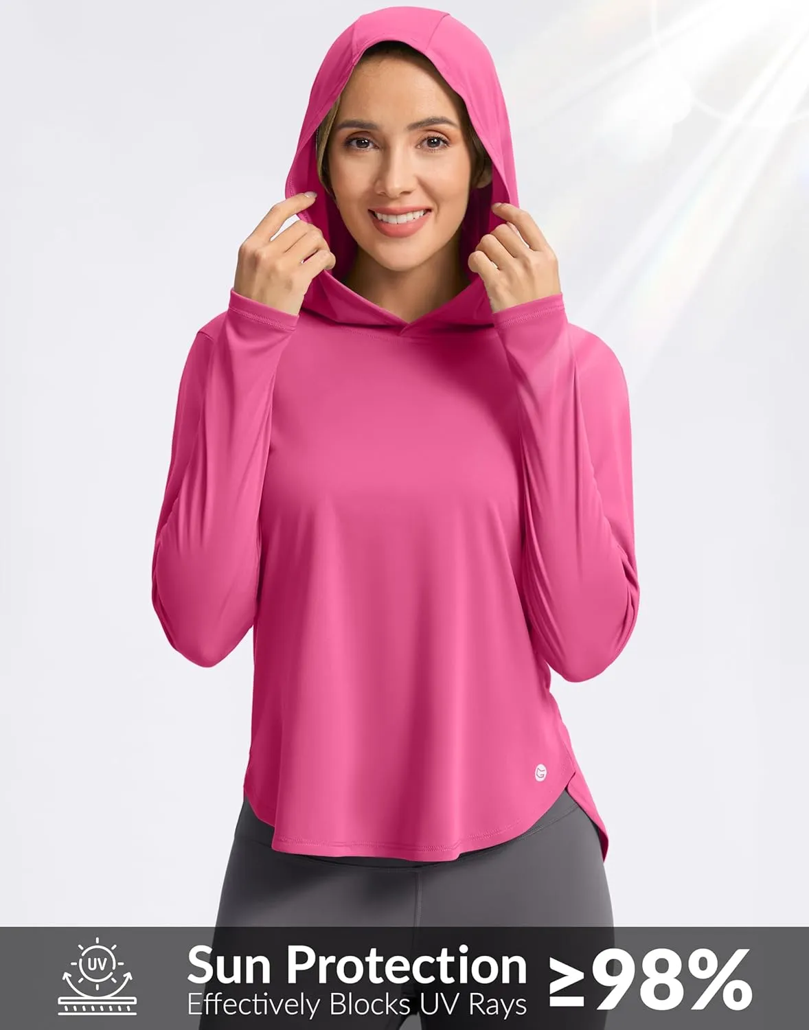 G Gradual Women's UPF 50  Sun Shirt with Hoodie Long Sleeve UV Protection Shirts Lightweight Hiking Fishing Shirts for Women