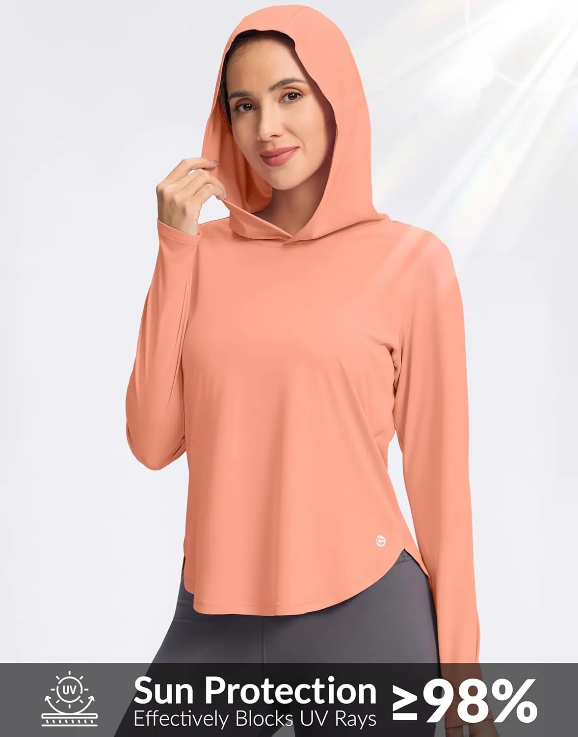 G Gradual Women's UPF 50  Sun Shirt with Hoodie Long Sleeve UV Protection Shirts Lightweight Hiking Fishing Shirts for Women