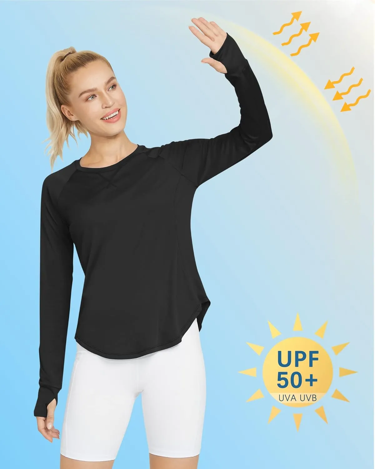 G4Free Women's Long Sleeve Workout Tops Sun Shirts Lightweight