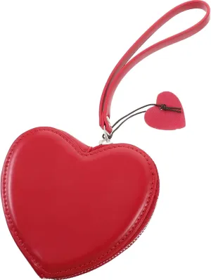 GALPADA Red Heart Purse, Small Heart Shaped Purse Wristlet Wallets, Leather Coin Purse Red Heart Bag for Women Girls