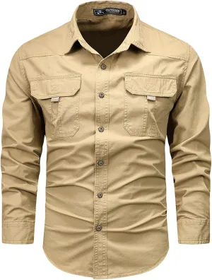 Generic Long Sleeve Shirts for Men Casual Outdoor Combat Lapel Fishing Shirts Workout Button Down Quick Dry Hikking T-Shirts