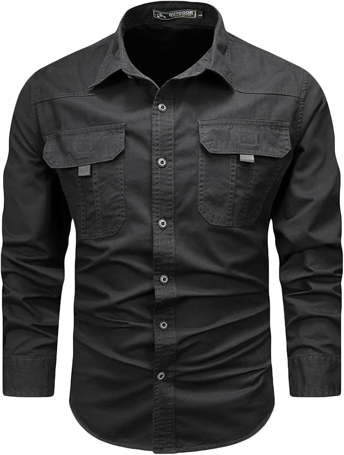 Generic Long Sleeve Shirts for Men Casual Outdoor Combat Lapel Fishing Shirts Workout Button Down Quick Dry Hikking T-Shirts