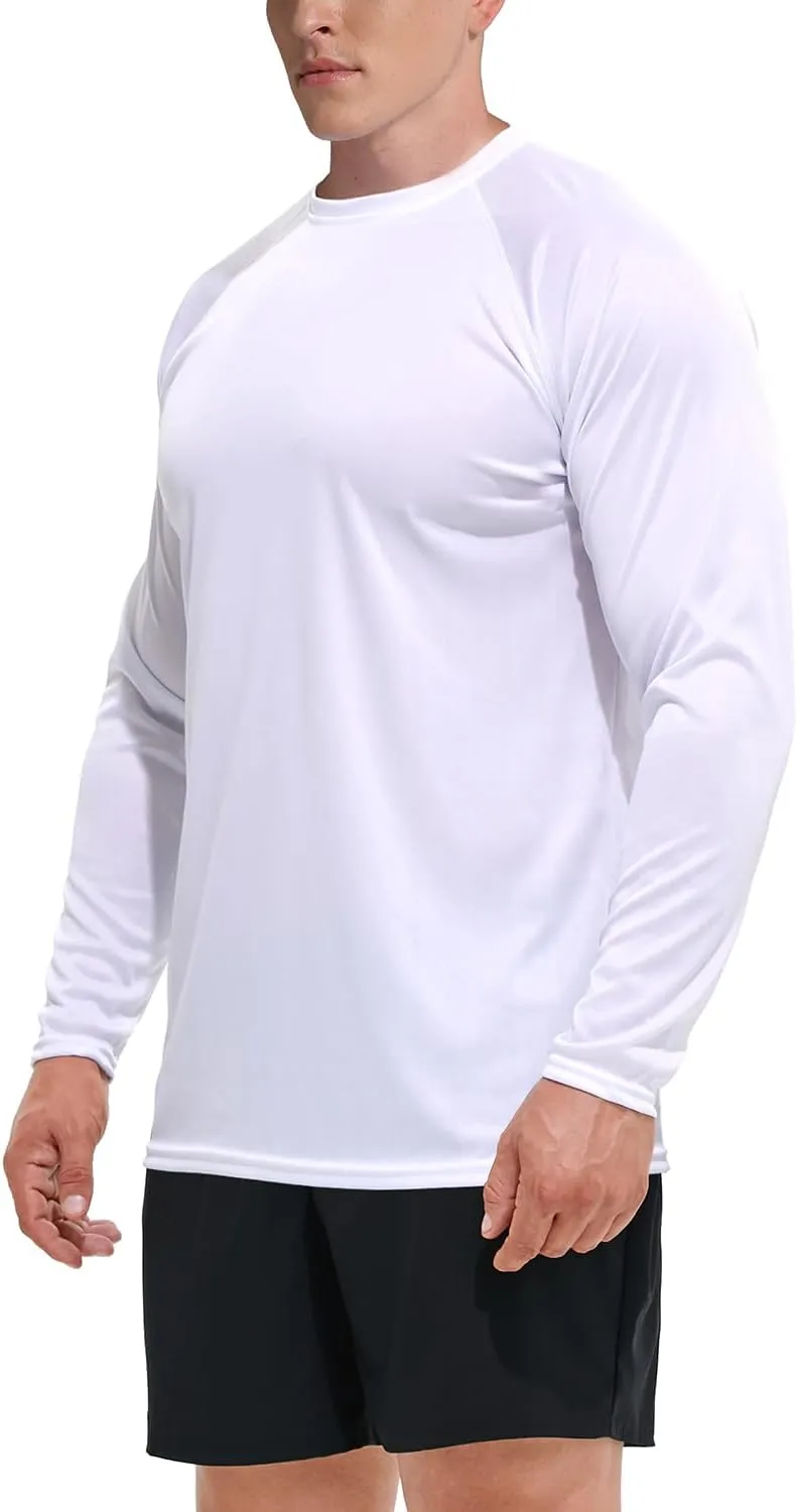 GKVK Men's Rash Guard Shirts SPF UPF 50  UV Sun Protection Long Sleeve Swim T-Shirts Lightweight Quick Dry Athletic Shirt