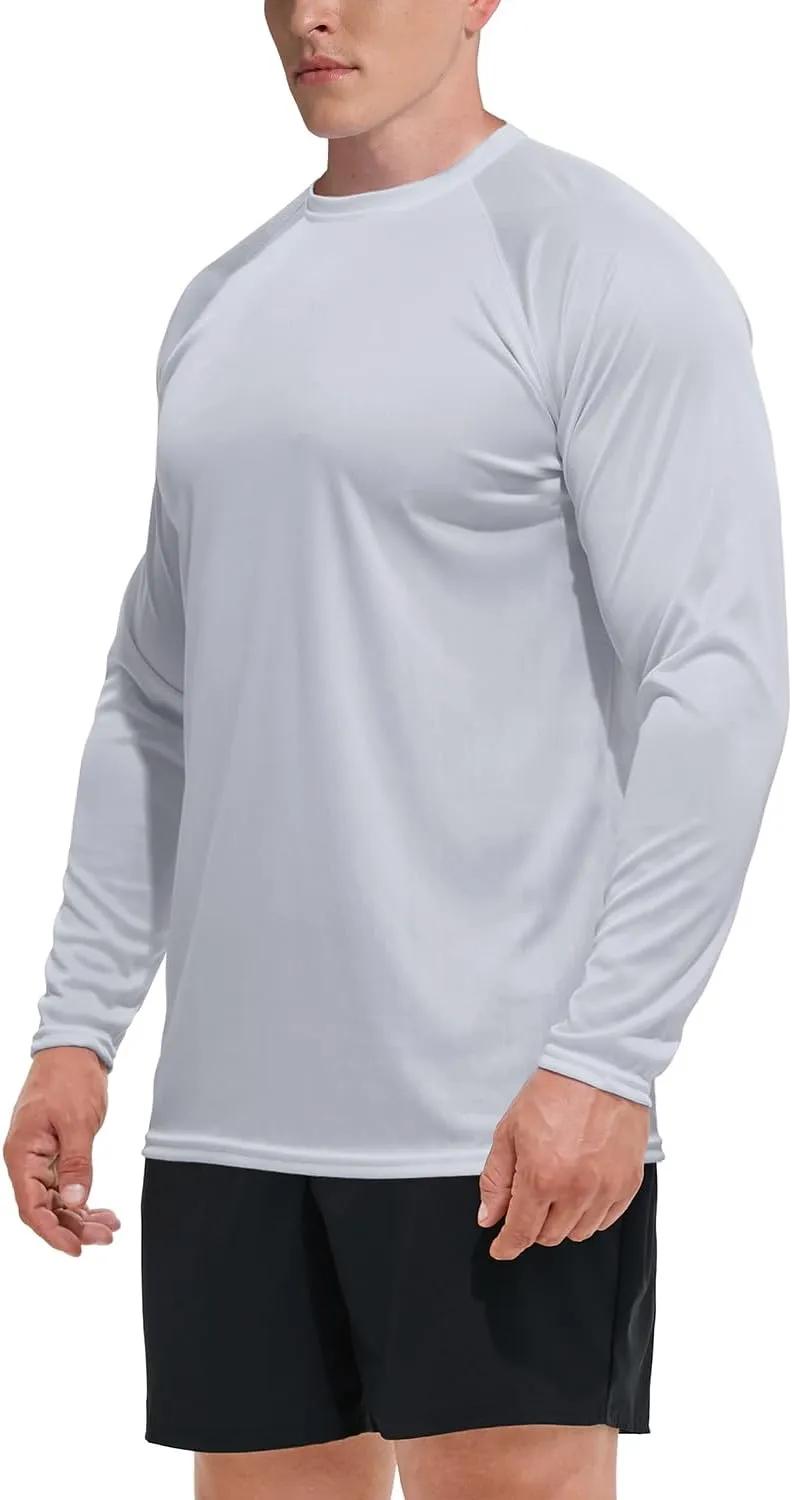 GKVK Men's Rash Guard Shirts SPF UPF 50  UV Sun Protection Long Sleeve Swim T-Shirts Lightweight Quick Dry Athletic Shirt