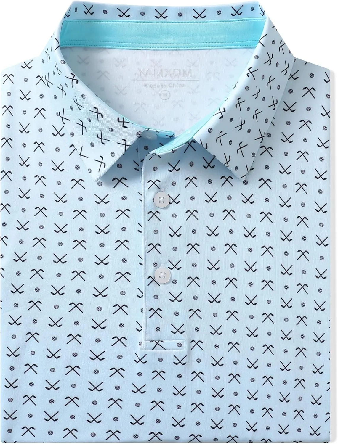 Golf Polo Shirts for Men - Print Moisture Wicking Quick Dry Short Sleeve Collared Polo Shirts for Golf Tennis Wear