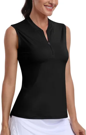 Golf Polo Shirts for Women Slim Fit Woman Sleeveless Sports Shirts Quick Dry Athletic Tank Tops for Tennis Work