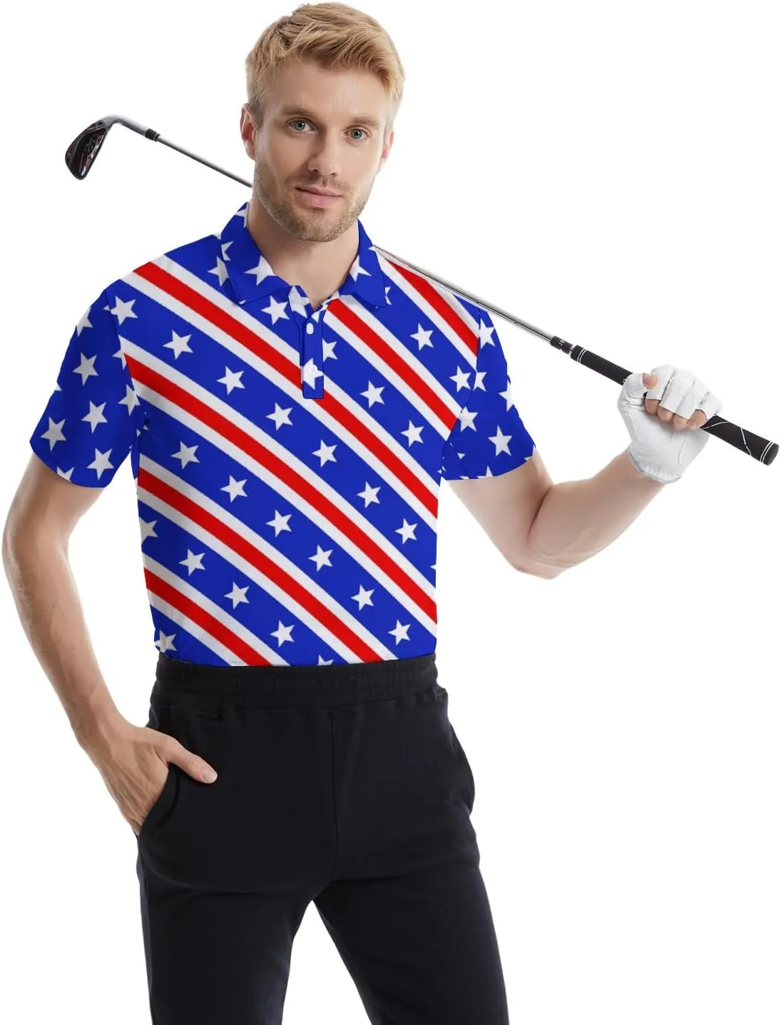 Golf Shirts for Men Quick Dry Funny Golf Polo Shirts Short Sleeve Moisture Wicking Polo Shirts for Men
