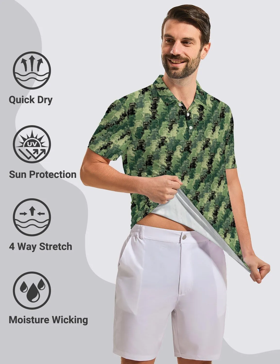 Golf Shirts for Men Quick Dry Funny Golf Polo Shirts Short Sleeve Moisture Wicking Polo Shirts for Men