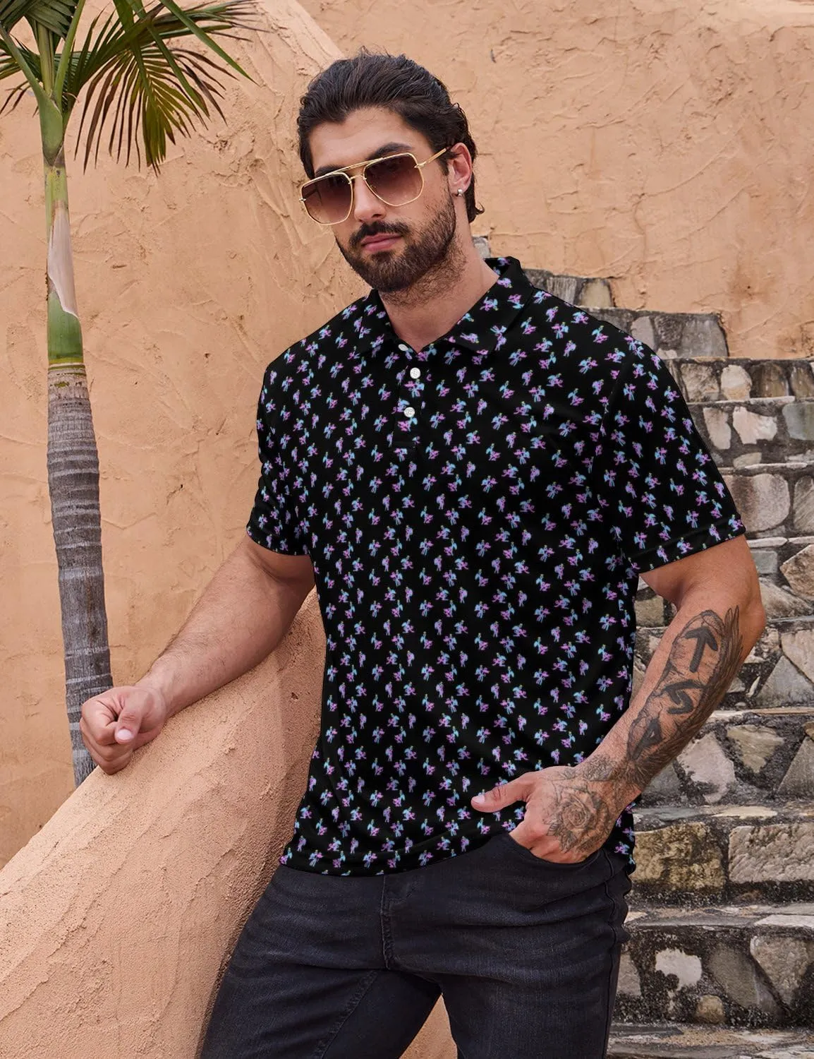 Golf Shirts for Men Quick Dry Funny Golf Polo Shirts Short Sleeve Moisture Wicking Polo Shirts for Men