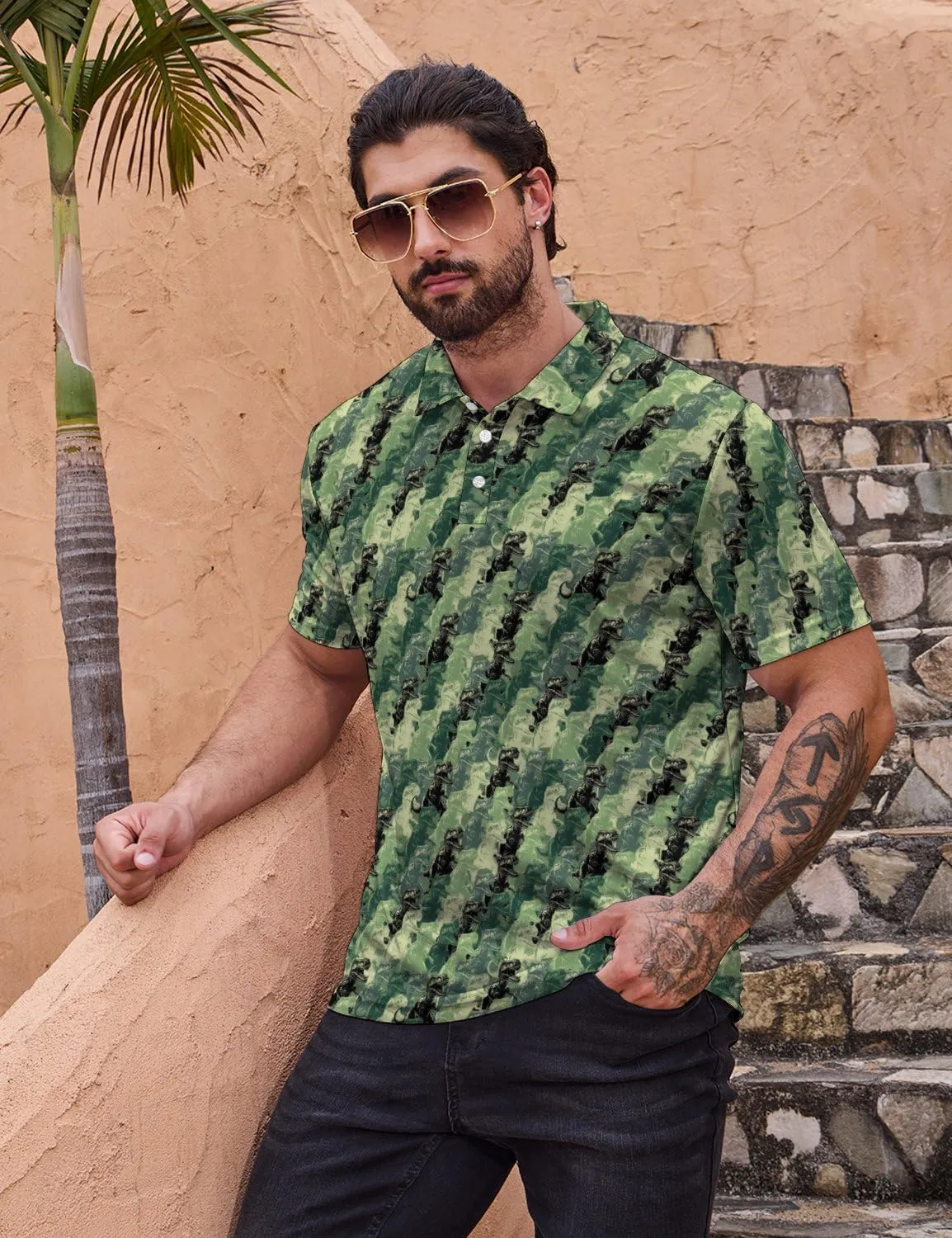 Golf Shirts for Men Quick Dry Funny Golf Polo Shirts Short Sleeve Moisture Wicking Polo Shirts for Men