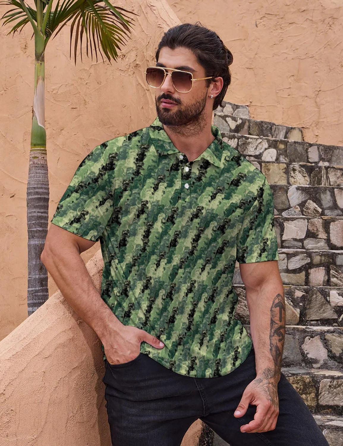 Golf Shirts for Men Quick Dry Funny Golf Polo Shirts Short Sleeve Moisture Wicking Polo Shirts for Men