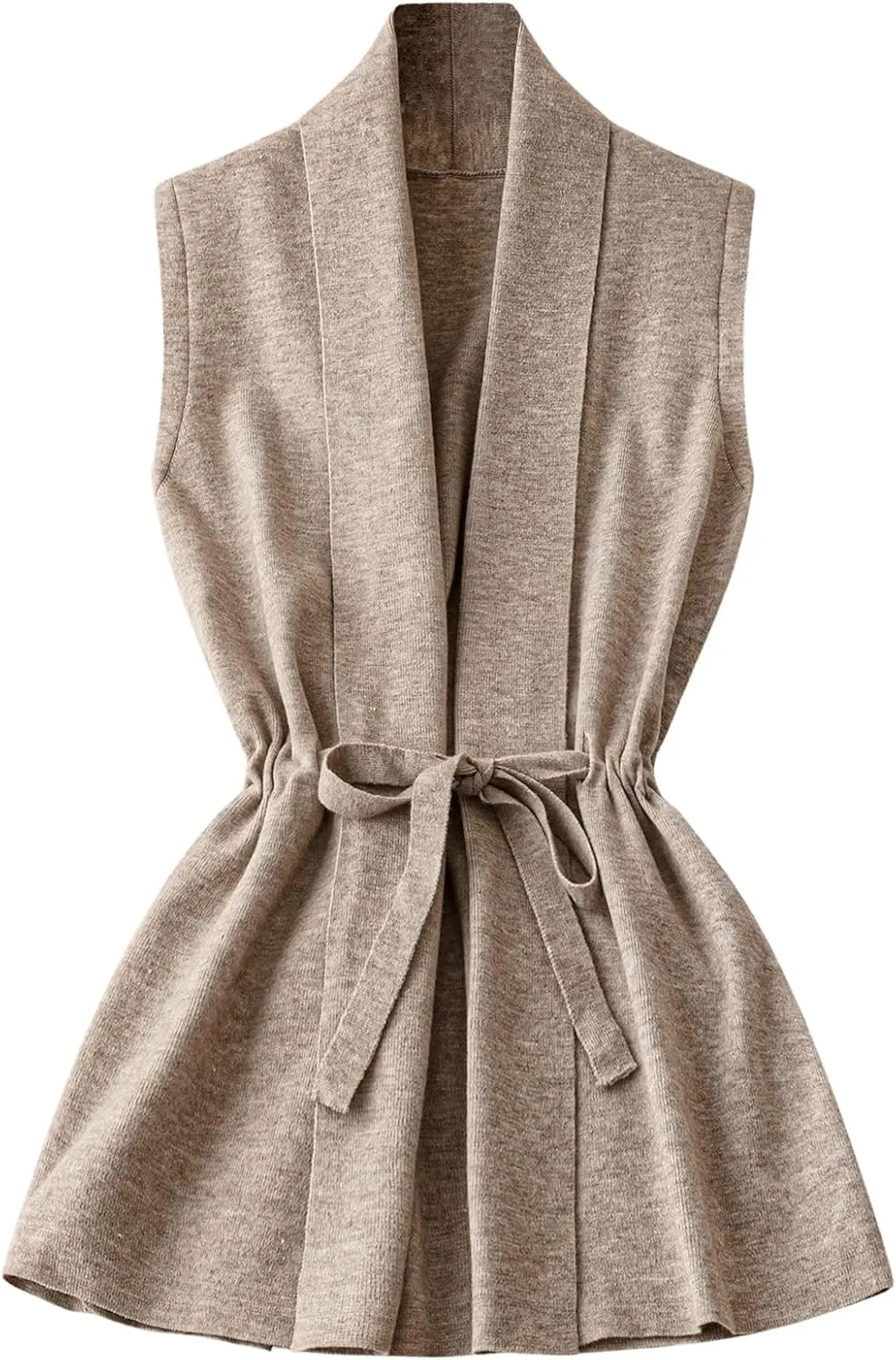 GORGLITTER Women's Sleeveless Cardigan Vest Tie Front Drawstring Open Neck Lightweight Sweater Vest Outerwear